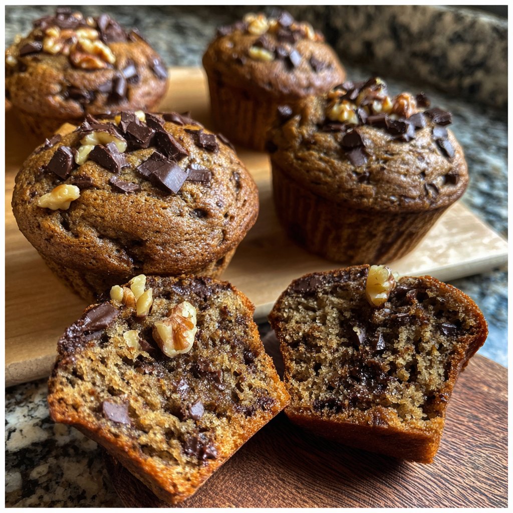 Chocolate Banana Walnut Muffins