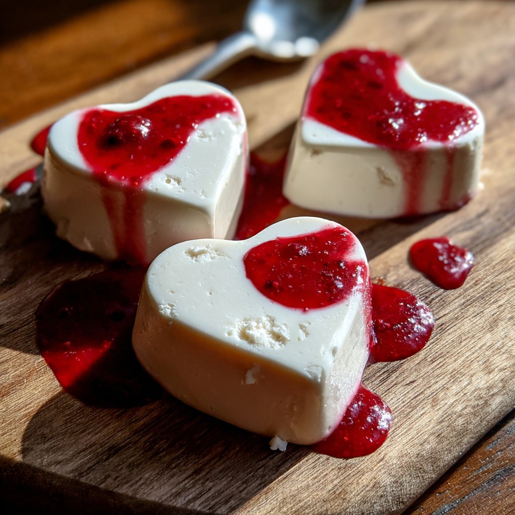 Raspberry Panna Cotta Hearts