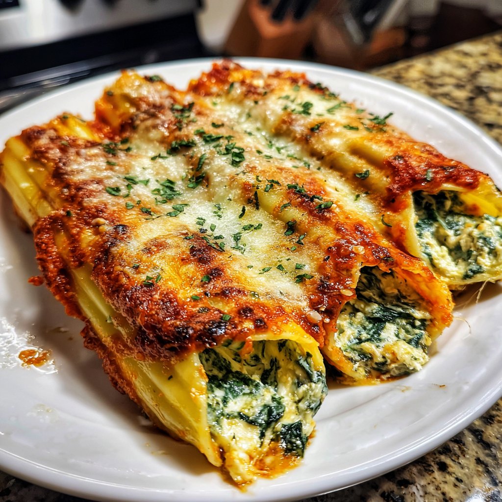 Spinach and Ricotta Stuffed Manicotti