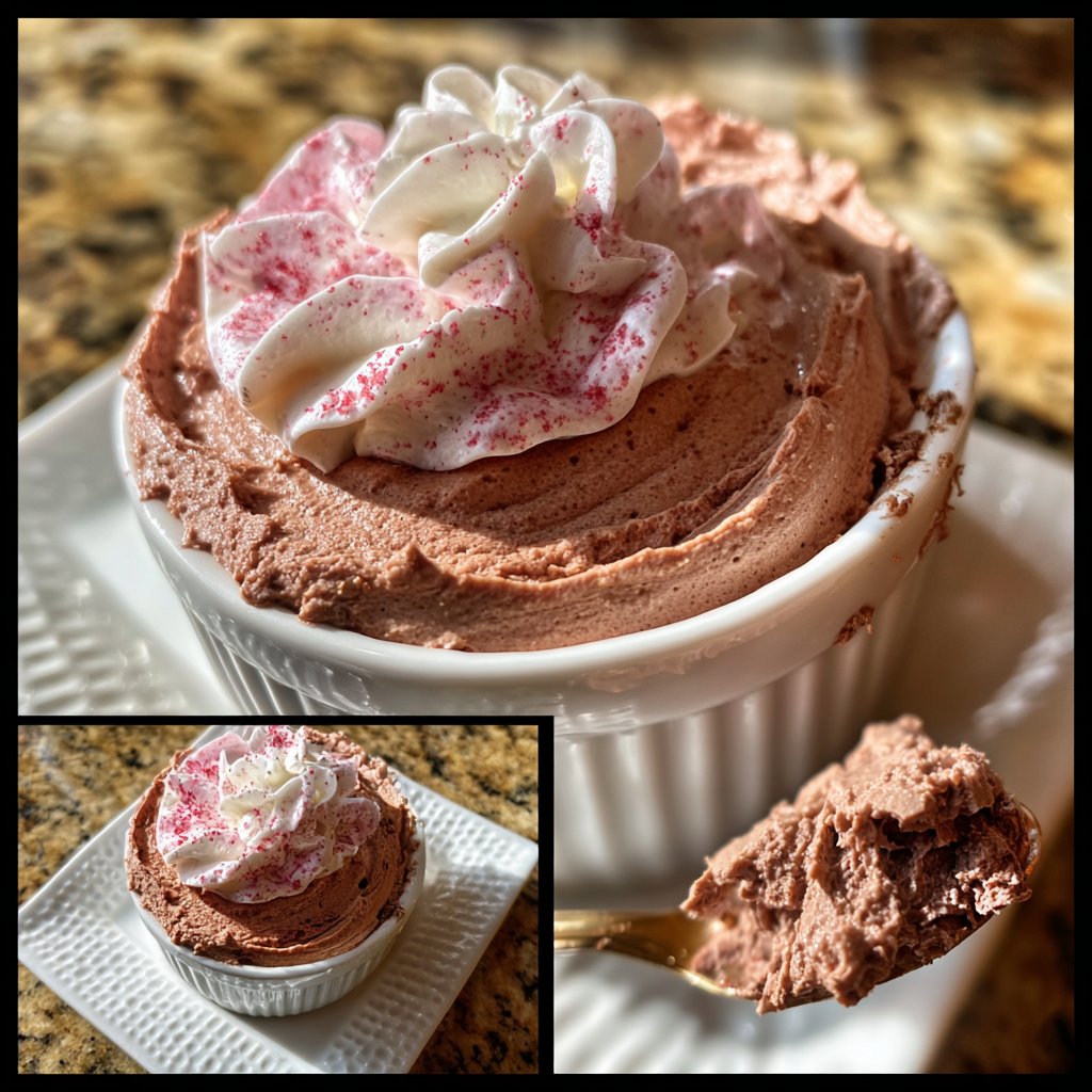 Chocolate Mousse with Pink Whipped Cream