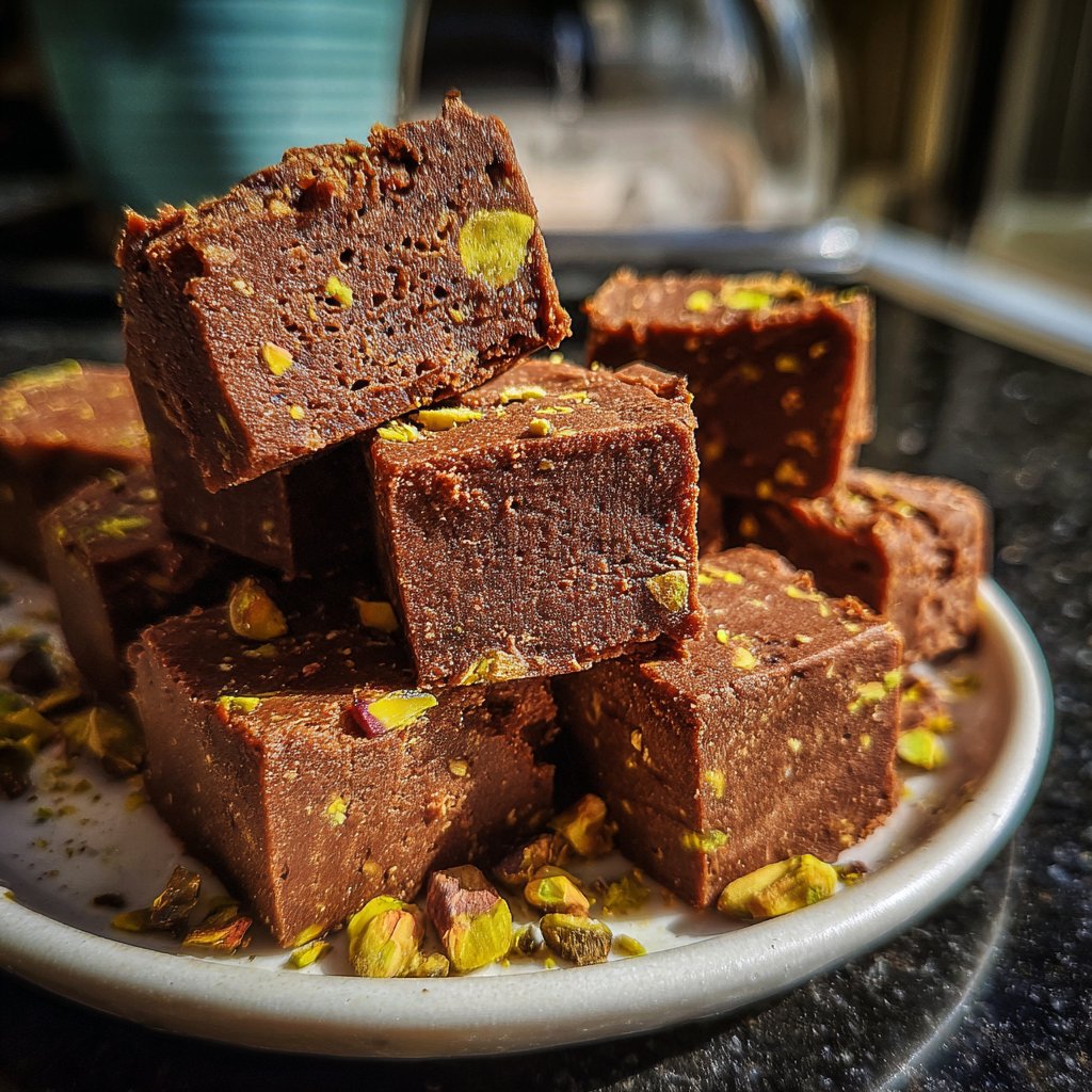 Chocolate Pistachio Fudge Bites