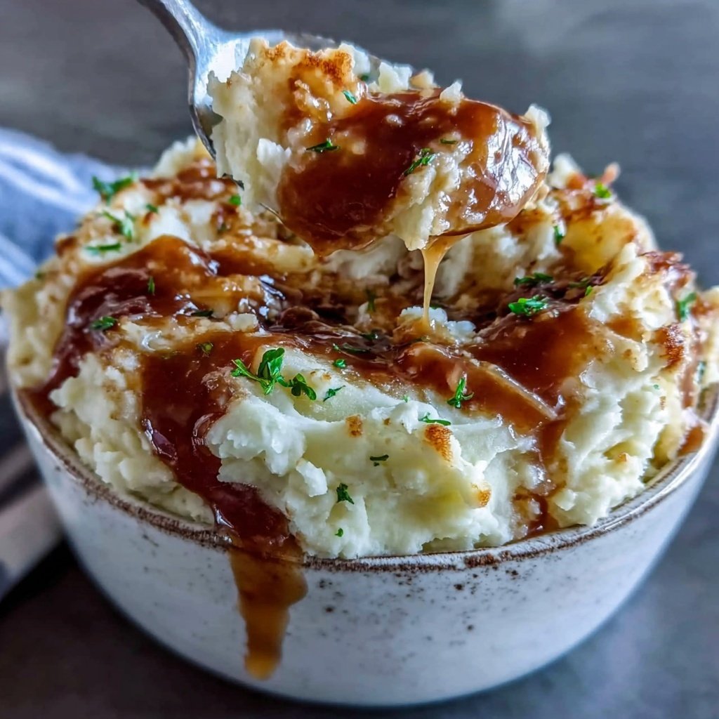 Mashed Potatoes With Creamy Beef Gravy