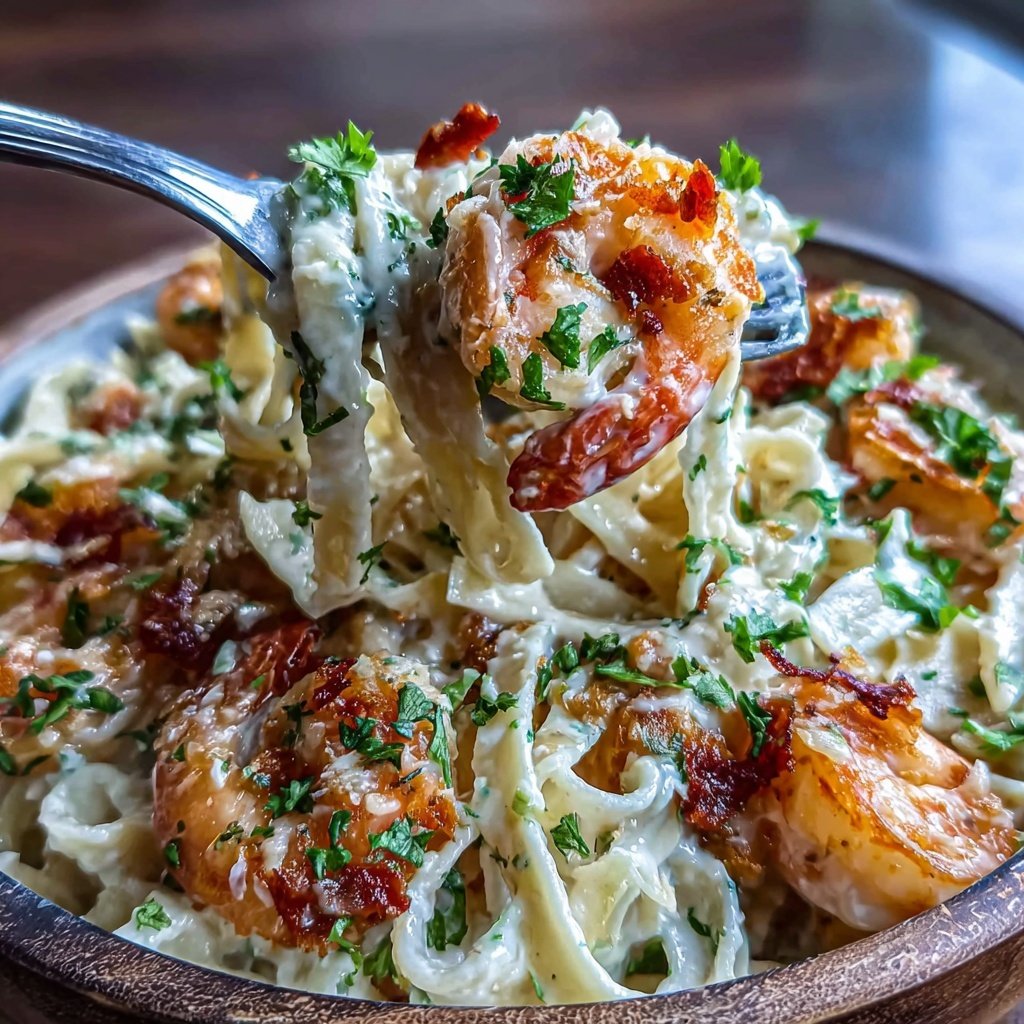 Shrimp Pasta With Garlic Cream Sauce