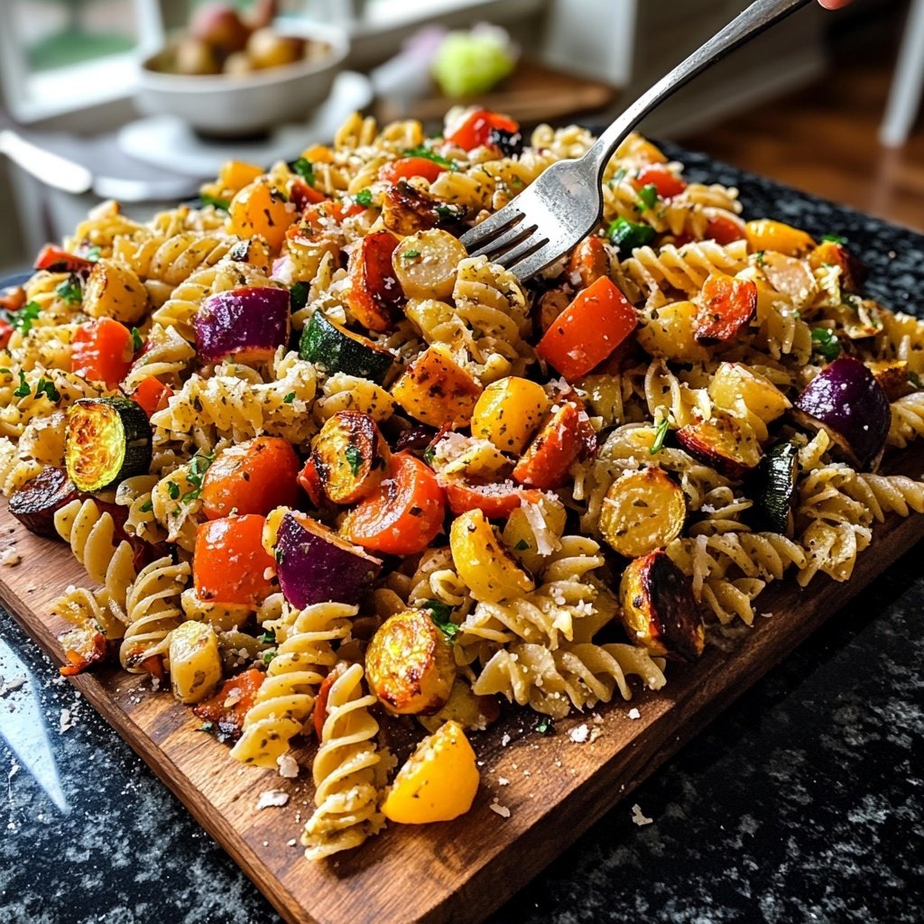 Healthy Lunch Roasted Vegetable Pasta Salad