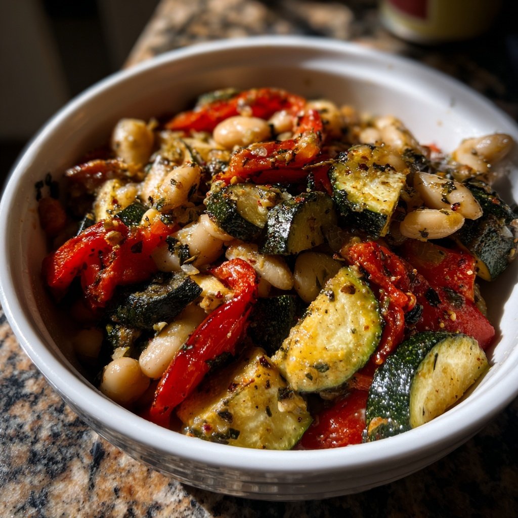 Roasted Veggie White Bean Skillet