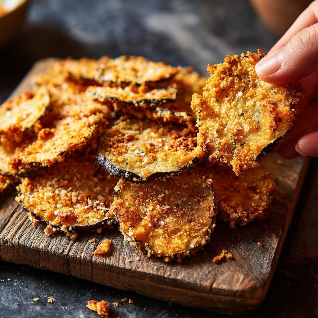 Crispy Eggplant Garlic Chips