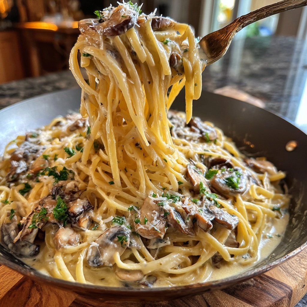 Valentine Dinner Creamy Mushroom Pasta